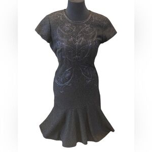 MARCHESA VOYAGE Flounce Black Dress Cocktail Formal